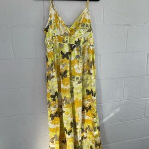 Route 66 Yellow and Brown Floral Maxi Dress